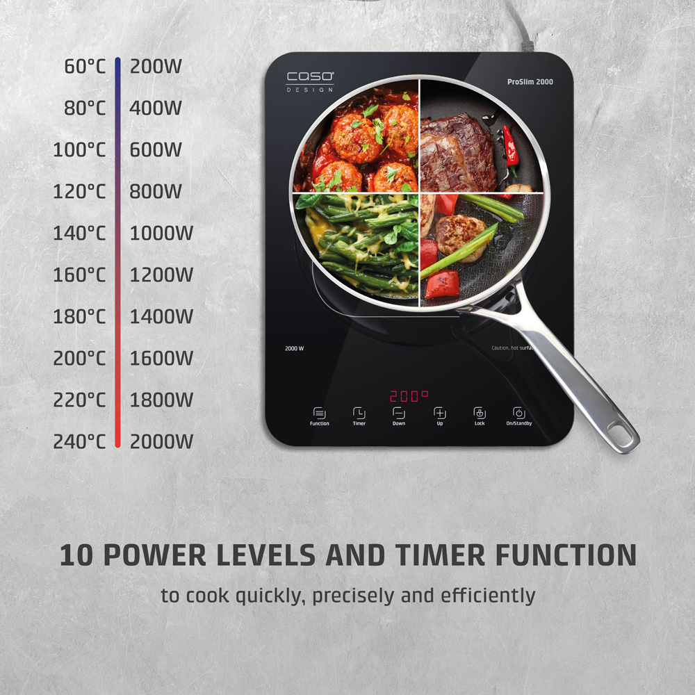 CASO Design Caso ProSlim 2000 Black Portable Induction Hob 2000W Image 3