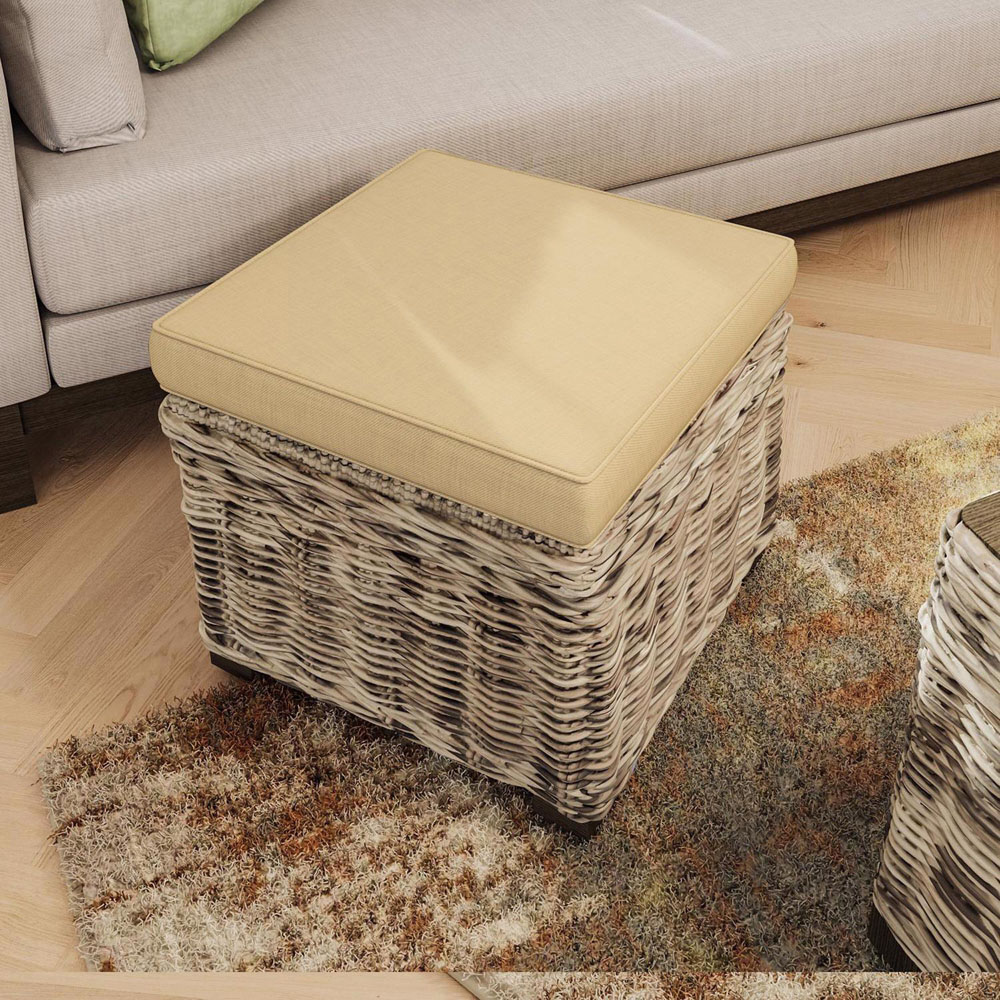 FWStyle Maya Grey Wash and Brown Handmade Lift Up Storage Stool Image 5