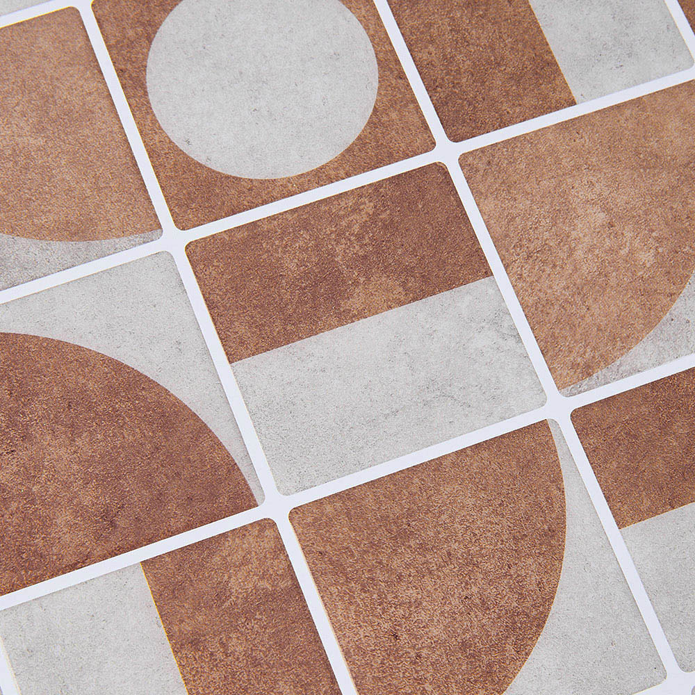 Living and Home Geometric Retro Coffee Peel and Stick Wall Tile Sticker 10 Pack Image 3