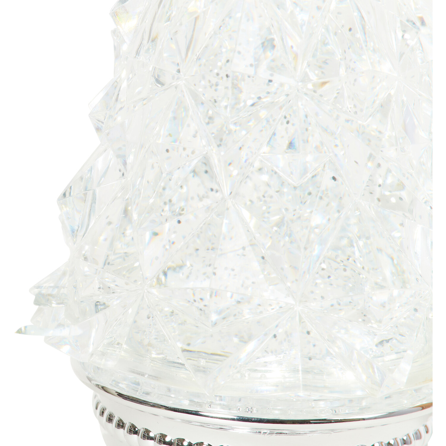 Icy White Glitter Spinning LED Tree - Clear Image 4