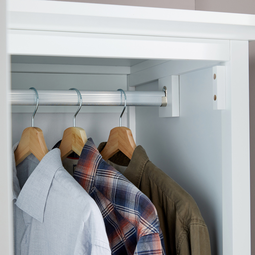 Home Source Belle Vue Single Door White Wardrobe with Hanging Rail Image 3