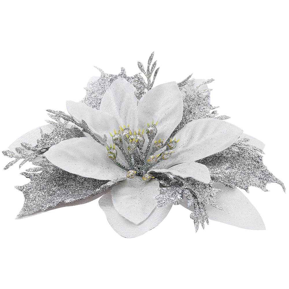 Living and Home Silver Flower Christmas Tree Ornament 24 Pack Image 4
