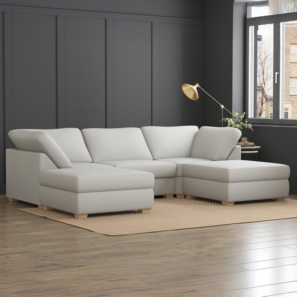 Nestle 5 Seater Mink Venice Fixed Back U-Shape Sofa Image 6