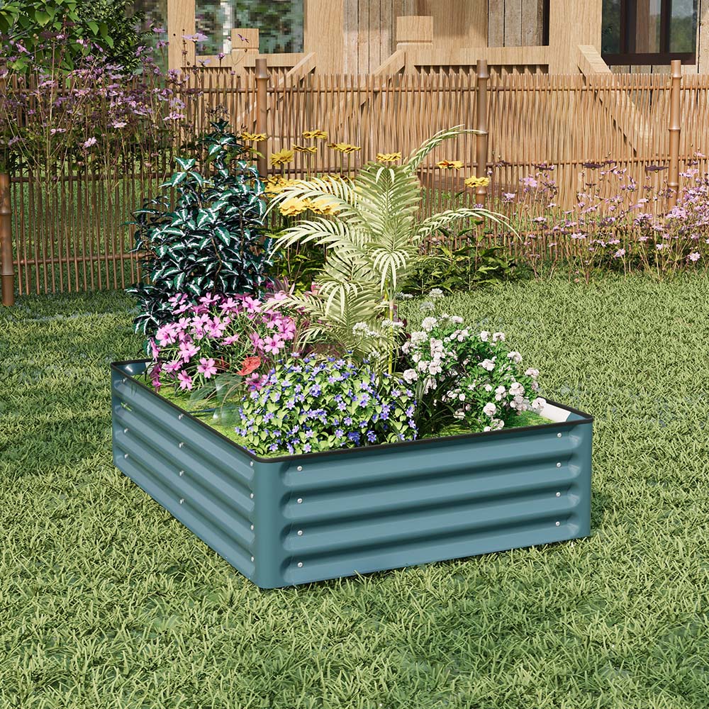 Living and Home Green Rectangular Galvanised Steel Raised Garden Bed 120 x 90cm Image 5