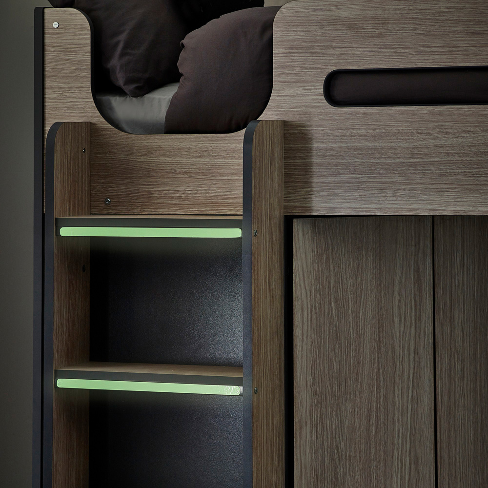 Julian Bowen Hercules Woodgrain and Anthracite High Sleeper with Storage Image 6
