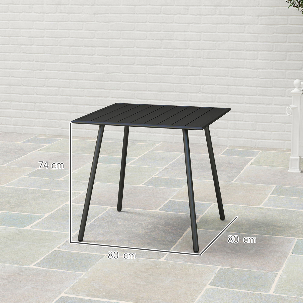  Outsunny 4 Seater Slate Top Steel Garden Dining Table Black Image 9