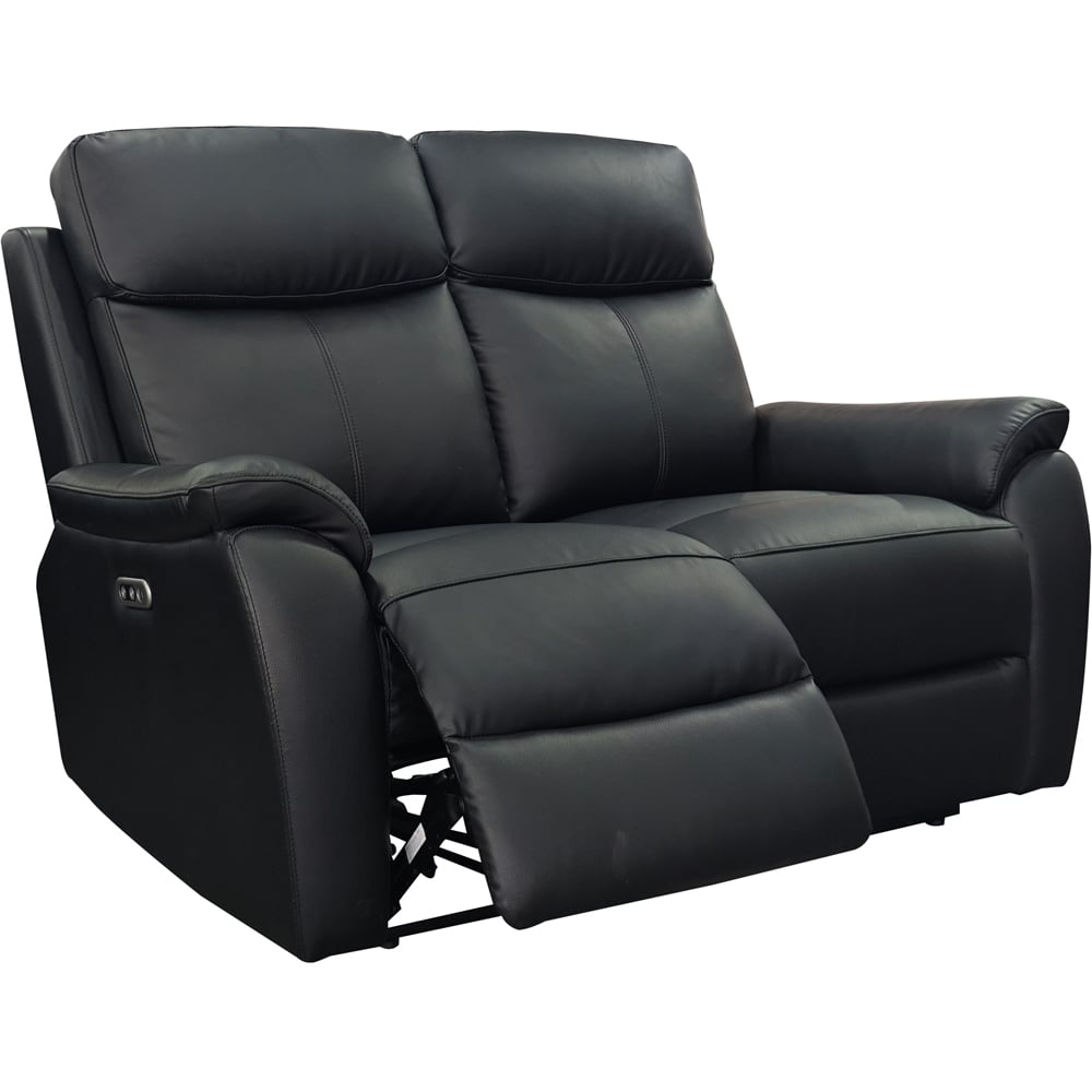 Aspire Kingsmere 2 Seater Black Leather Power Recliner Sofa Image 4
