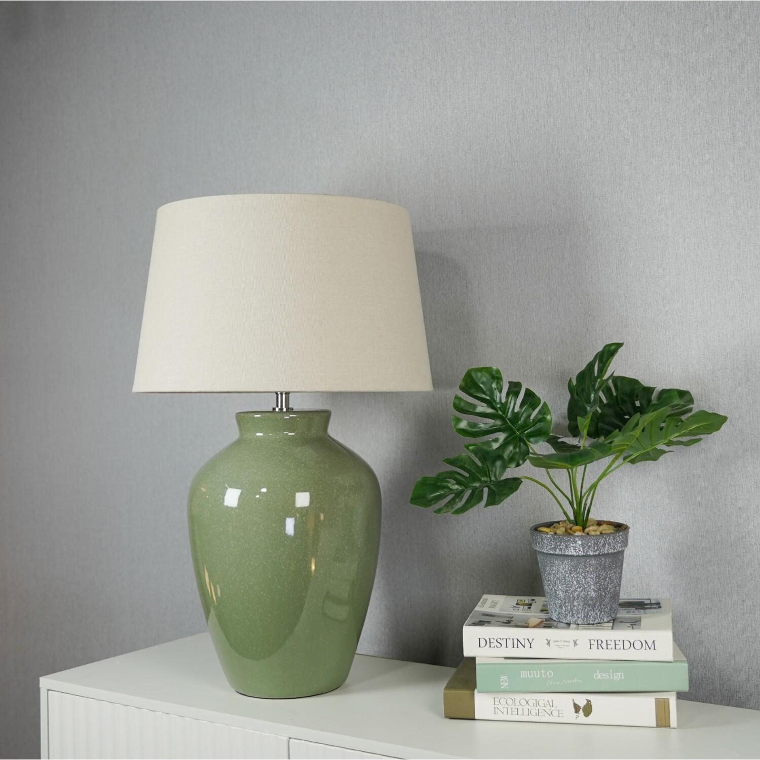 Vaughn Ceramic Table Lamp Green Image 2
