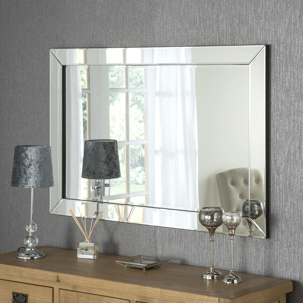 Yearn Contemporary Bevelled Wall Mirror 120 x 80cm Image 2