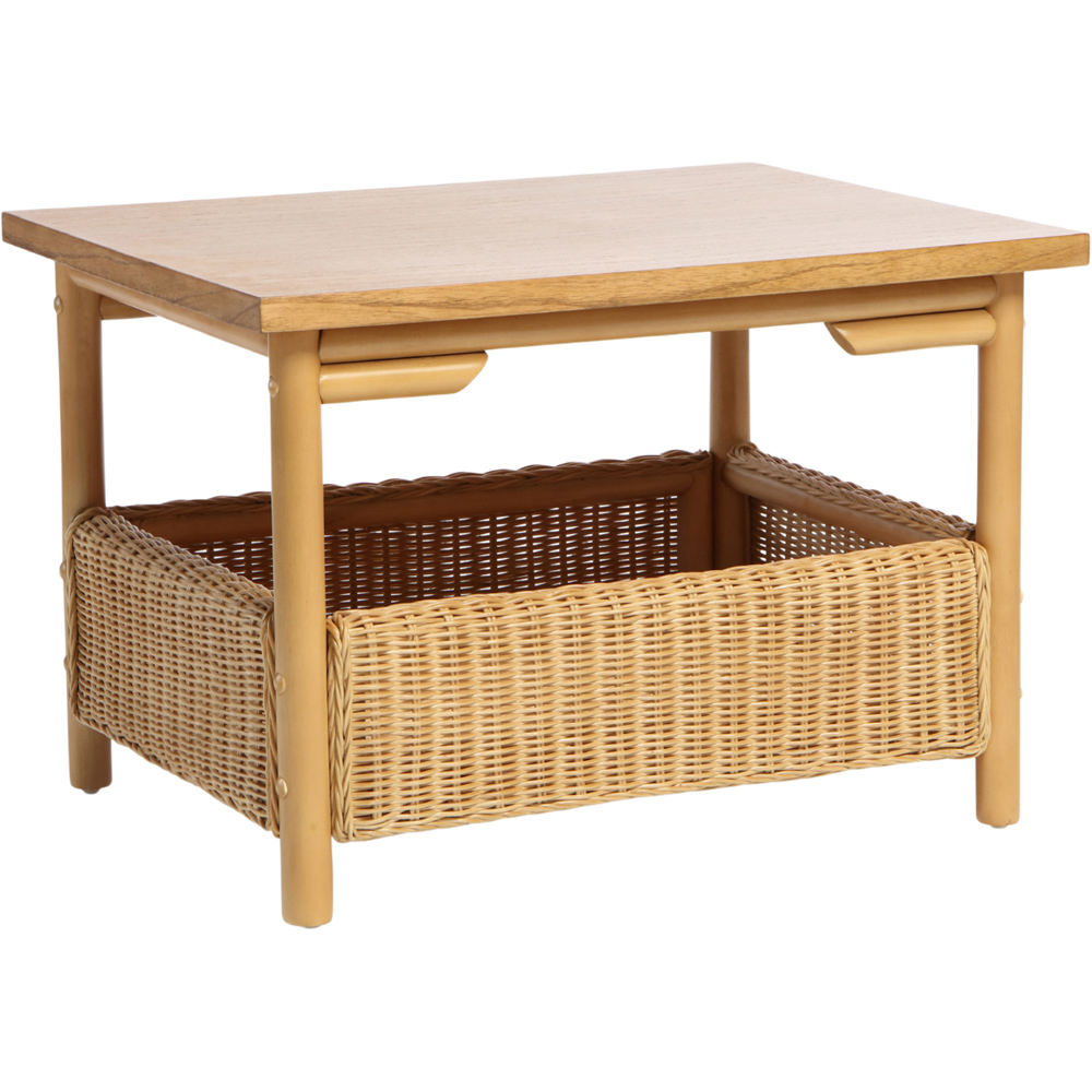 Desser Dubai Single Shelf Light Oak Natural Rattan Coffee Table Image 2