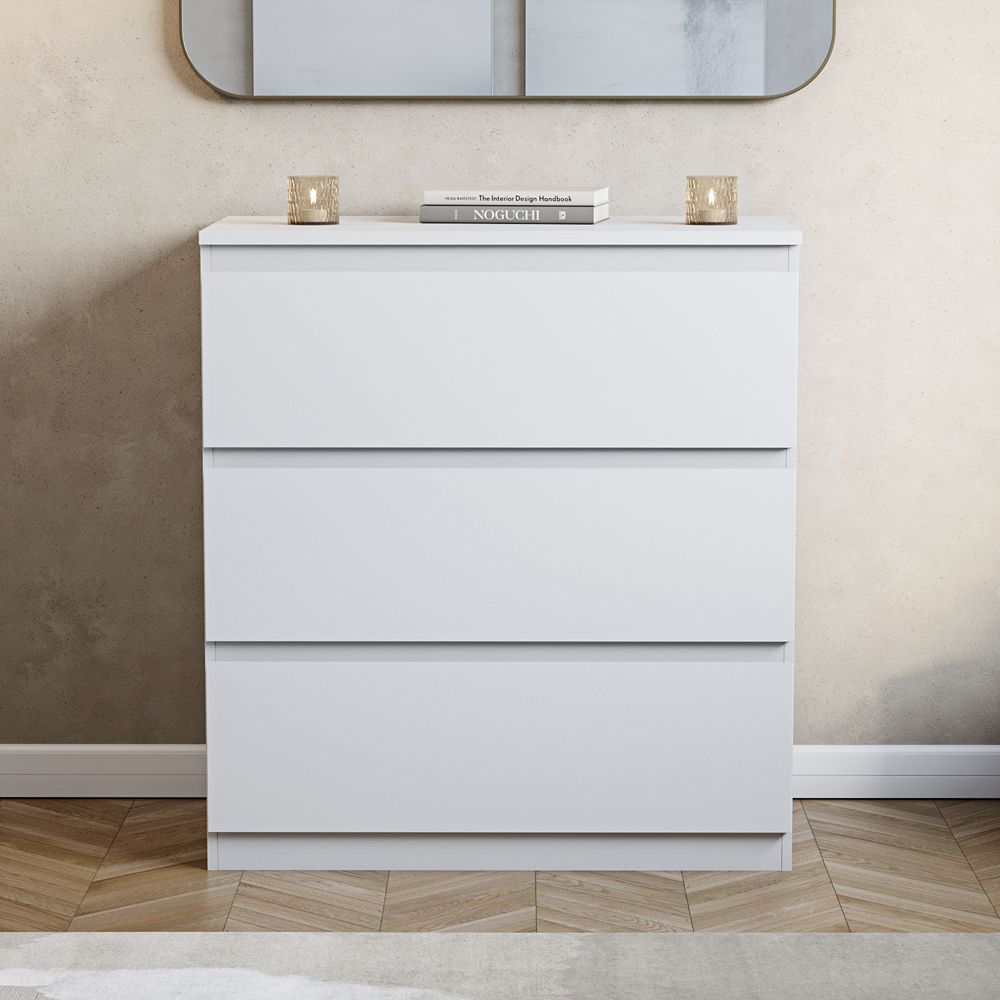 VIDA DESIGNS Denver 3 Drawer White Chest of Drawers Image 4