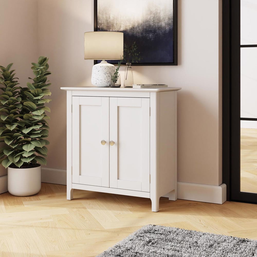 FWStyle Palma 2 Door White Ready Assembled Compact Sideboard Image 8