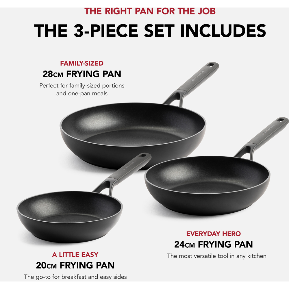 KitchenAid 3-Piece Black Classic Forged Aluminium Frypan Set Image 9