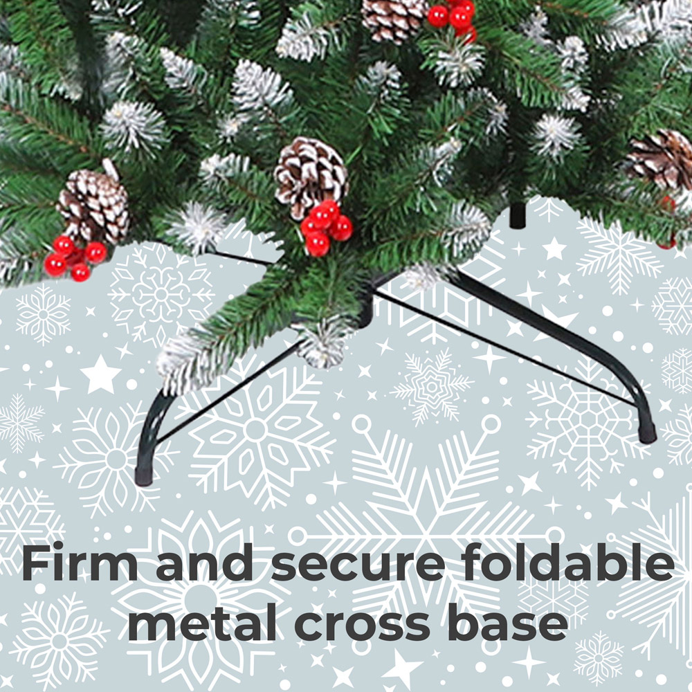 wilko Snow Flocked Artificial Christmas Tree with Pine Cones 7ft Image 5