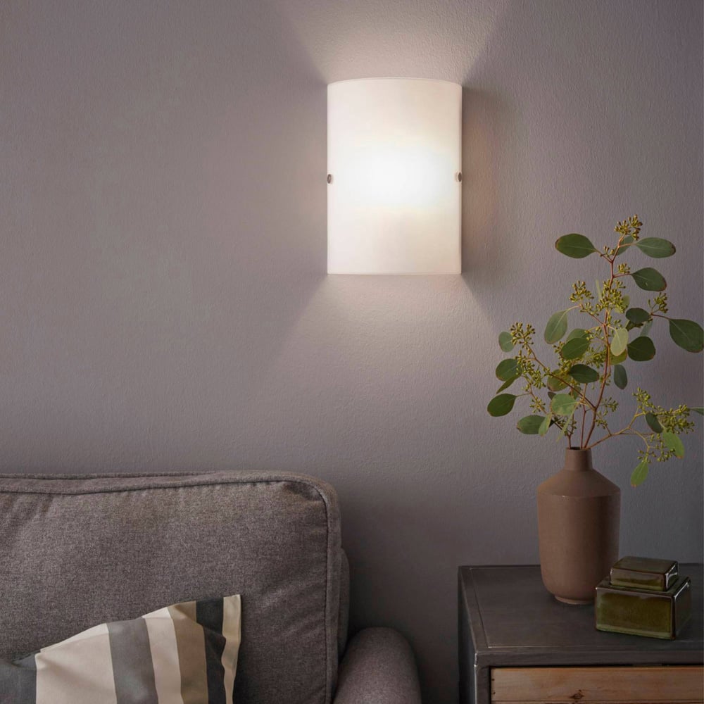 EGLO Troy 3 Satin Glass and Steel Wall Light Image 2