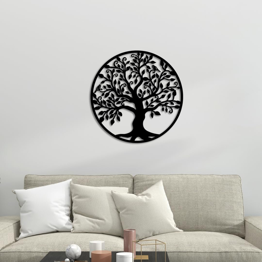 Decortie Tree of Life with Birds Black Metal Wall Decor Image 3