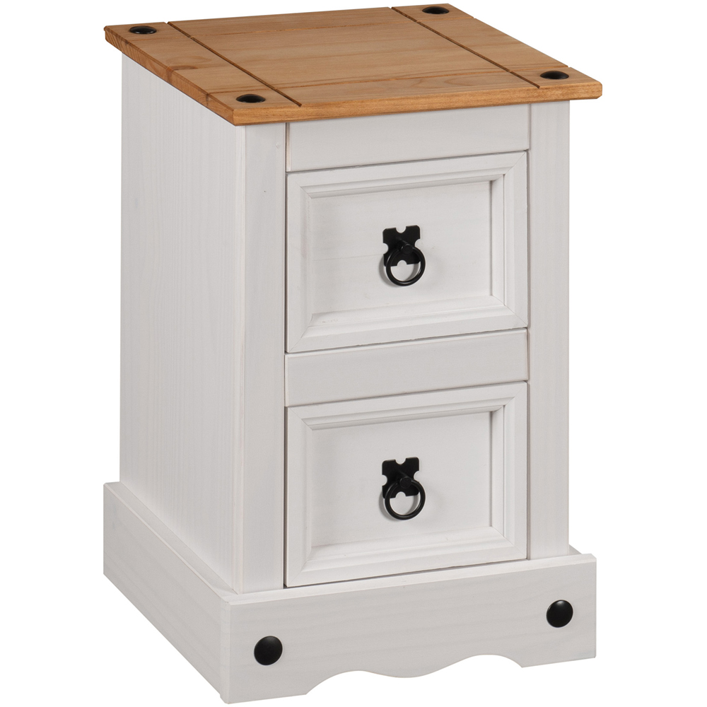 Mews Corona White 2 Drawer Petite Bedside Table Image 6