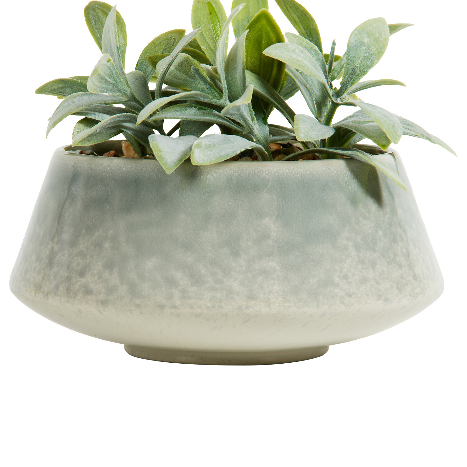 Faux Senecio in Reactive Glaze Pot - Green Image 4