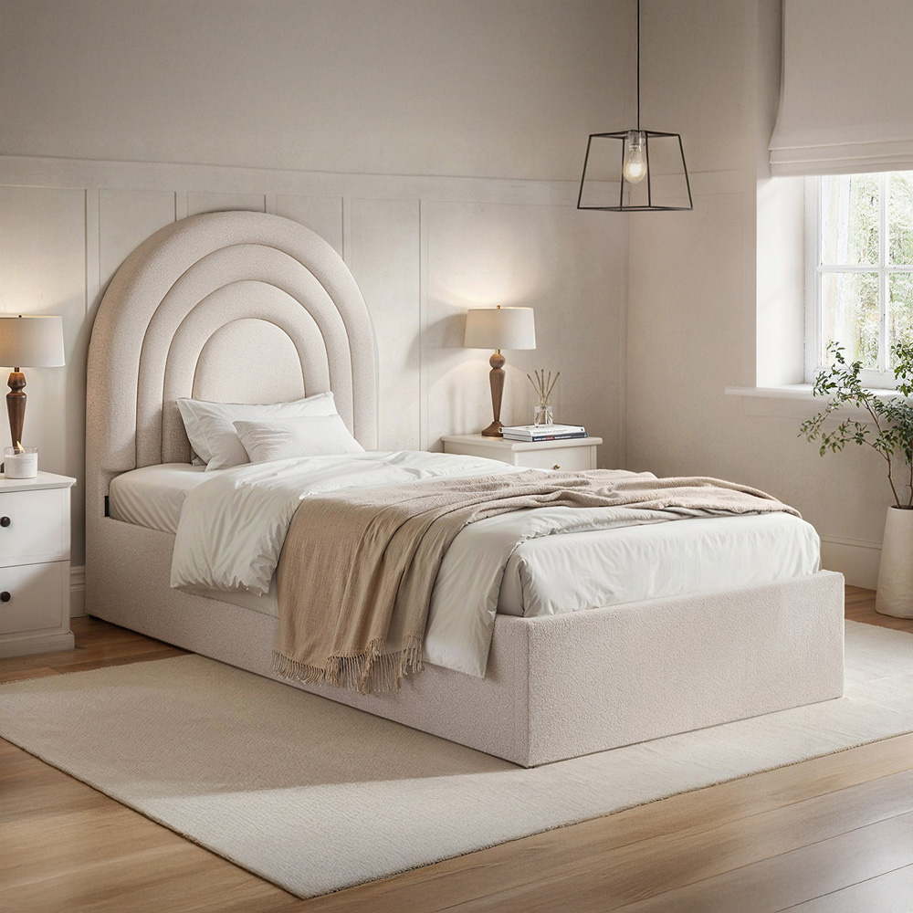 Flair Ava Single Cream Boucle Ottoman Bed Image 3