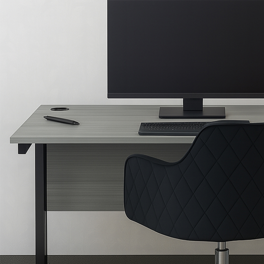 Kosy Koala Grey Wooden Office Desk with Black Velvet Upholstered Chair Image 2