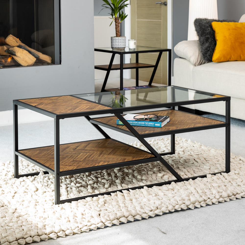 Artemis Home Cascade 2 Shelf Glass Top Coffee Table Image 2