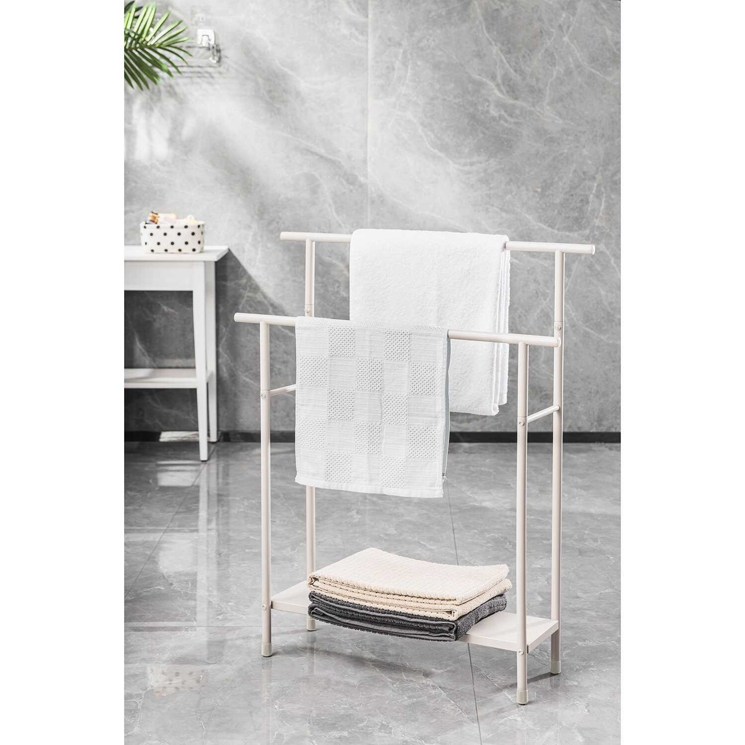 Brooklyn 2 Tier Towel Rack Stand - Fawn Image 5