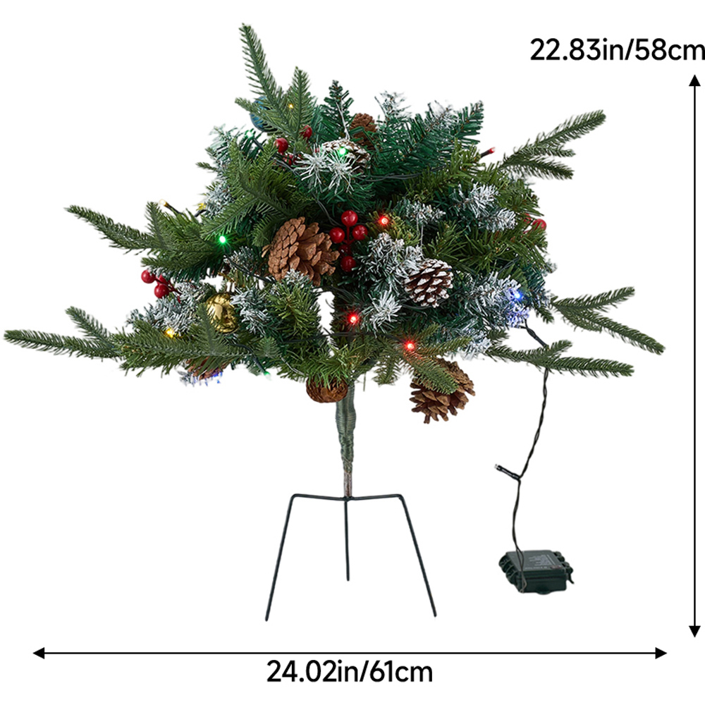 Living and Home Pre-Lit Christmas Planter Bush with Pinecones and Red Berries 58cm Image 8