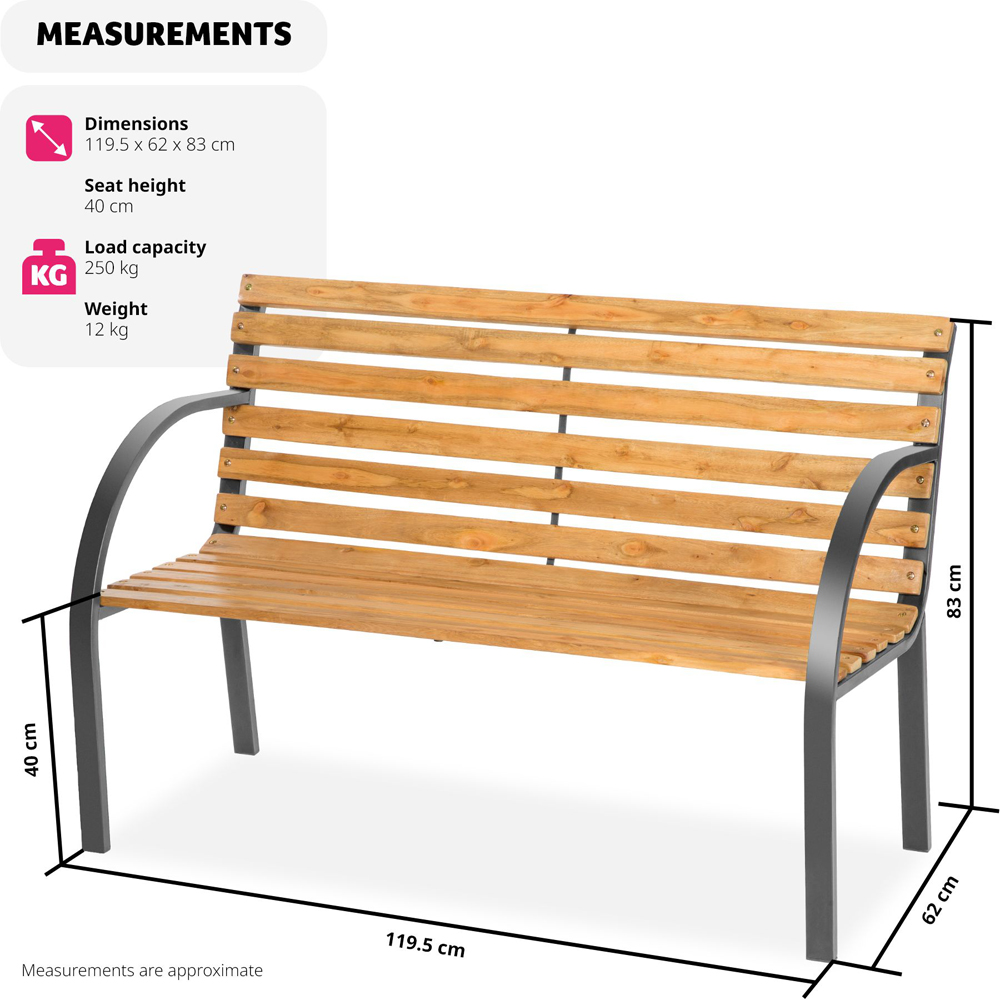 tectake Micha 2 Seater Brown Garden Bench Image 8