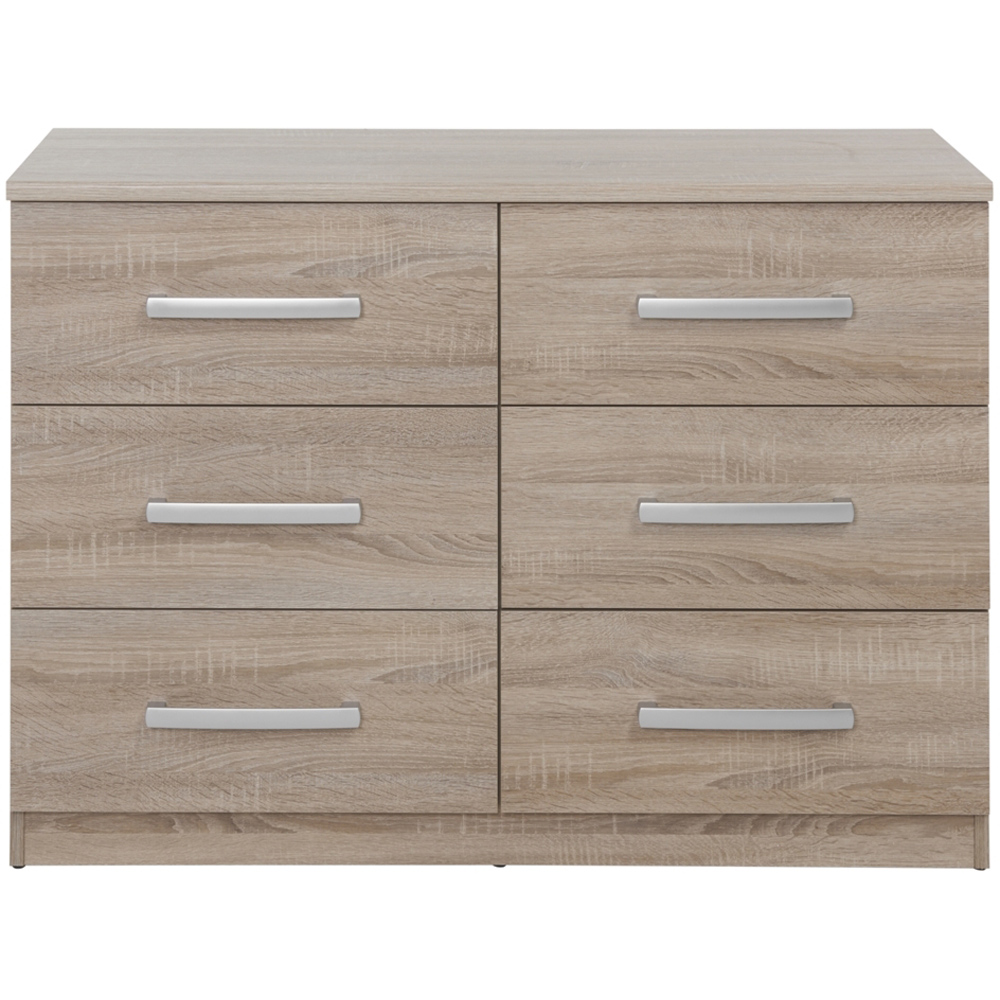 Riviera 6 Drawer Light Oak Wide Storage Chest Image 2