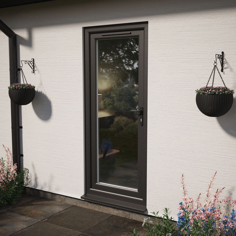 Crystal Black and White Full Glass LH Open Obscure Triple Glazed Door 890 x 2090mm Image 2