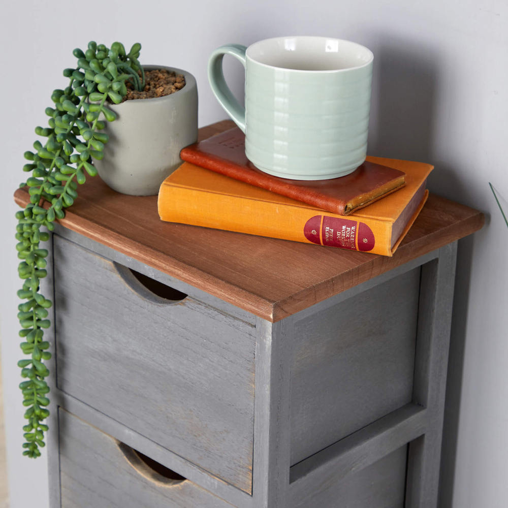 Home Source Hemsby 4 Drawer Grey Wooden Chest of Drawers Image 5