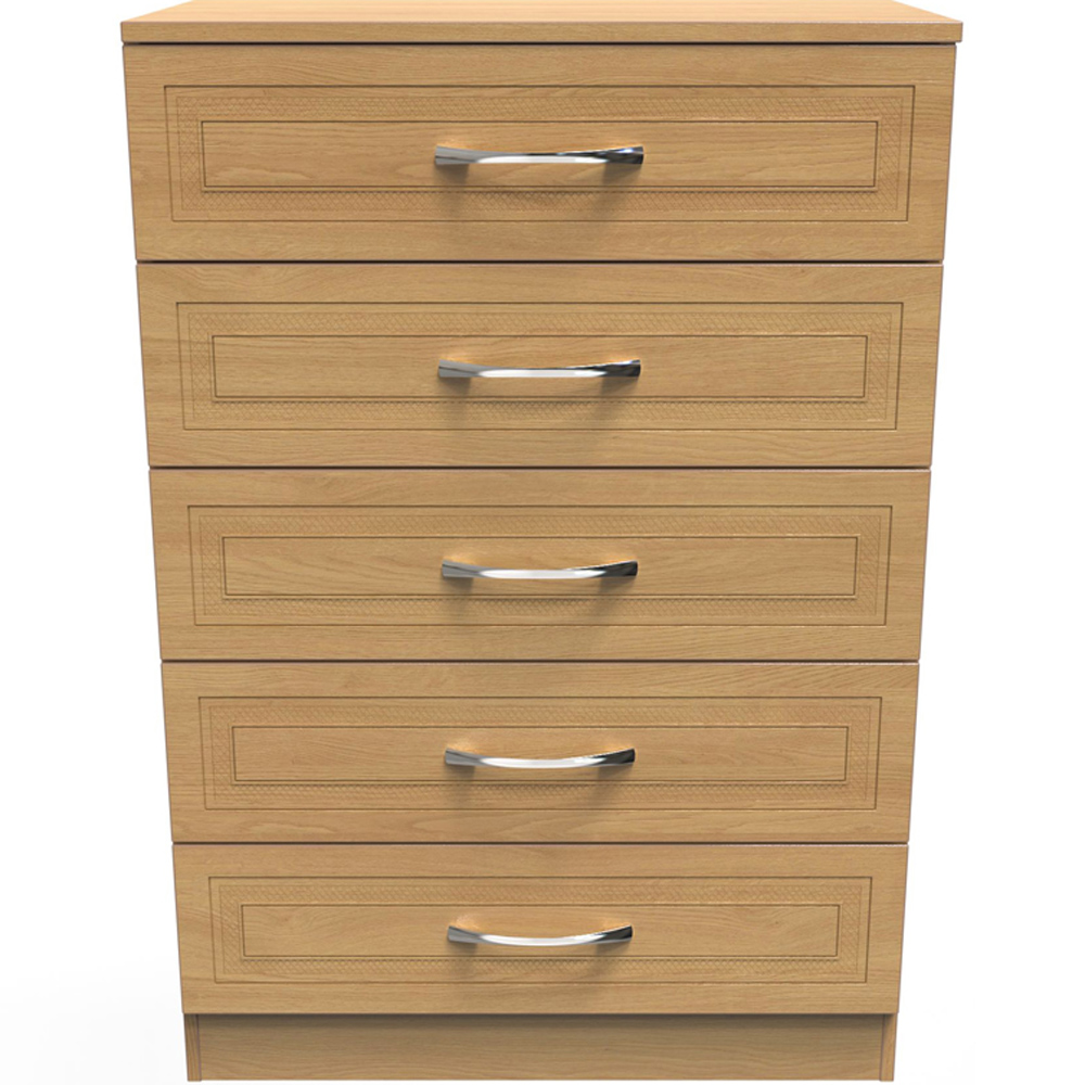 Crowndale Dorset 5 Drawer Modern Oak Chest of Drawers Ready Assembled Image 3