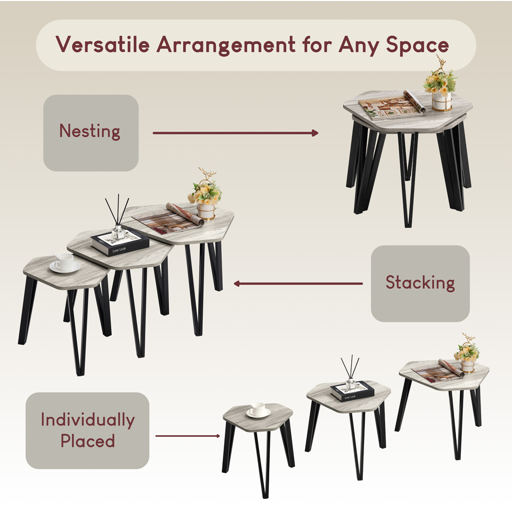 Vida Designs Brooklyn Grey Nest of Tables Set of 3 Image 6
