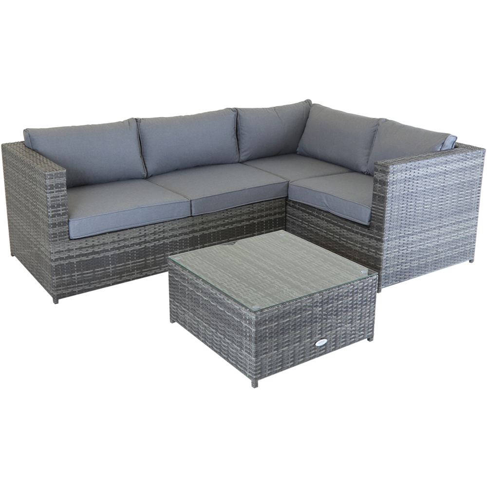 Charles Bentley 4 Seater Grey Rattan Corner Sofa Lounge Set Image 2