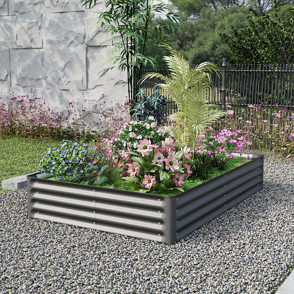 Living and Home Dark Grey Rectangular Galvanised Steel Raised Garden Bed 180 x 120cm Image 7