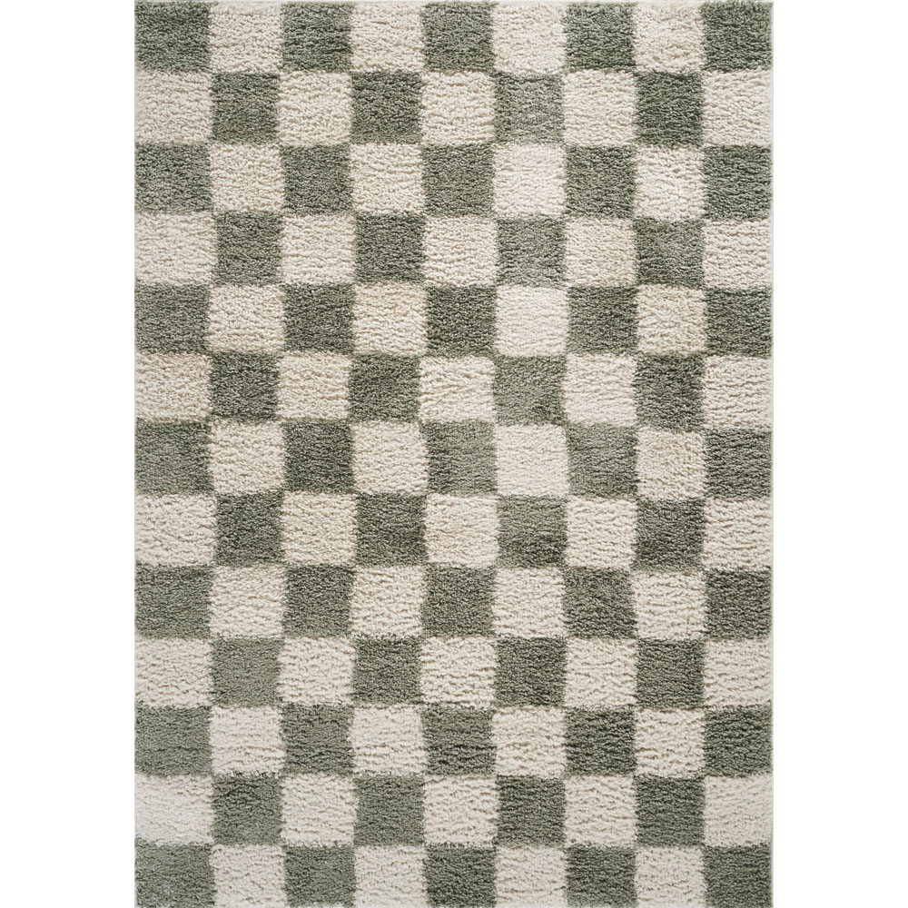 Desire Rugs Chester Sage Shaggy Checkered Rug 60 x 220cm Image 5