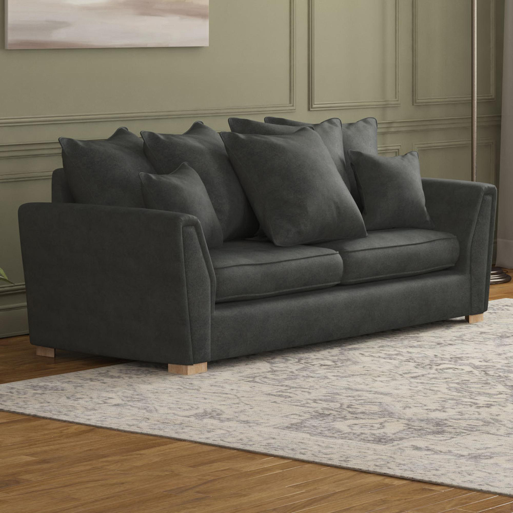 Wendleberry 3 Seater Steel Plush Velvet Scatter Back Sofa Image 5