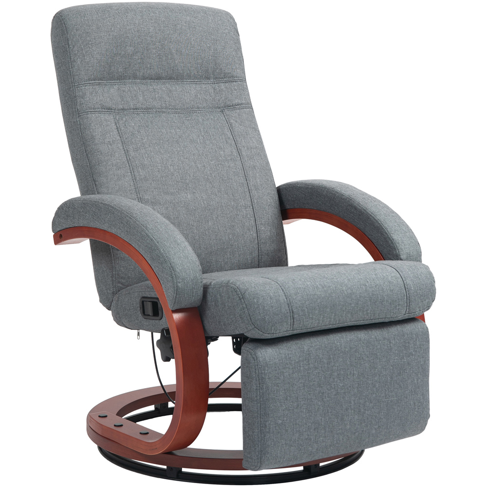 HOMCOM Grey Swivel Manual Reclining Armchair with Extended Footrest Image 2