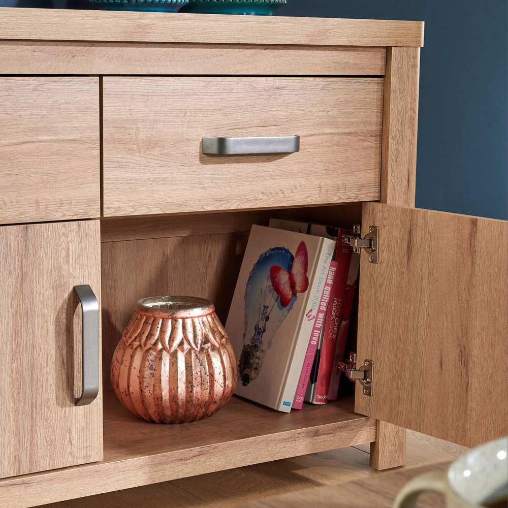 Home Source 2 Door 2 Drawer Oak Effect Sideboard Image 5