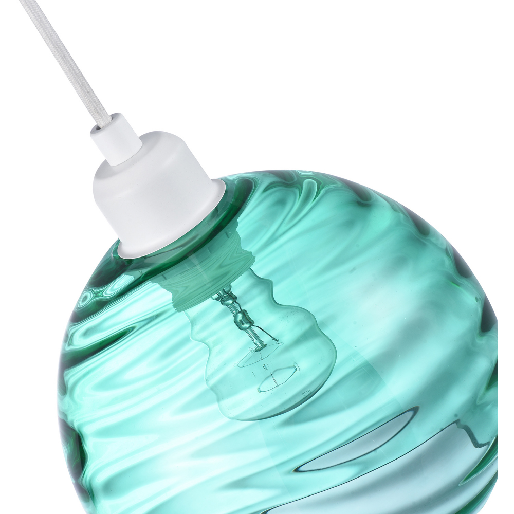 Happy Homewares Circular Ribbed Emerald Green Glass Non Electric Pendant Shade Image 5