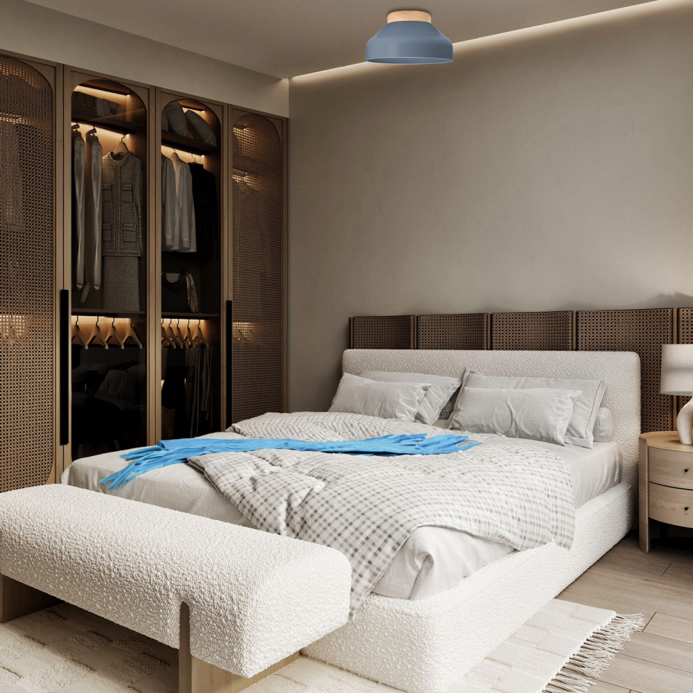 Happy Homewares Charcoal Grey Contemporary Scandinavian Designed Semi Flush Ceiling Light Image 2