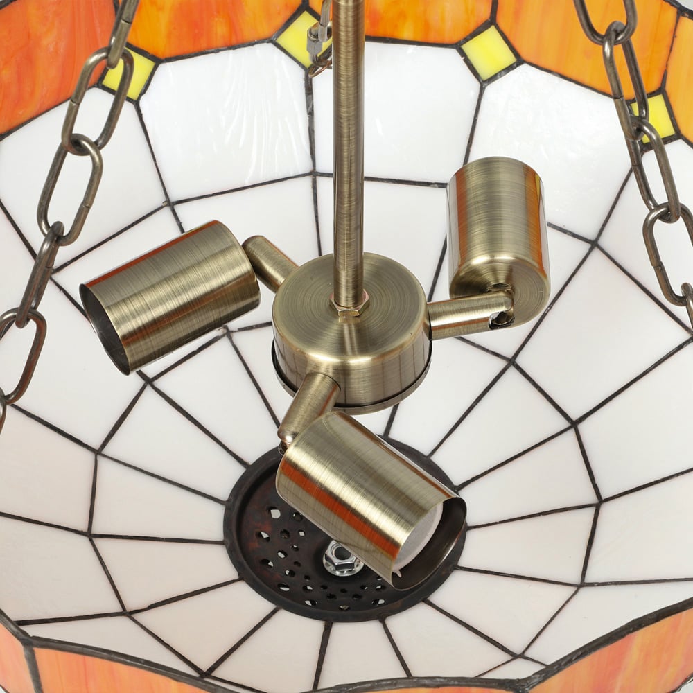 HOMCOM Orange Tiffany Style Ceiling Light Image 5