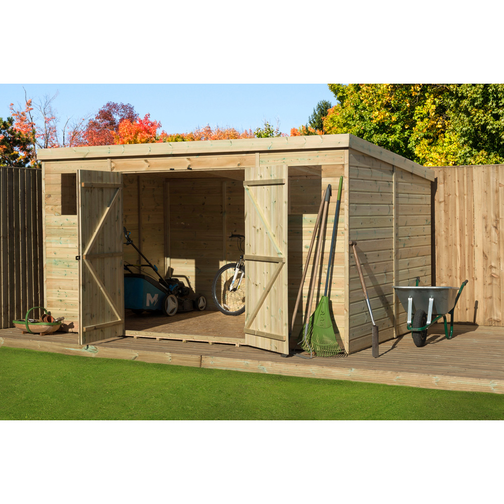 Empire Sheds 5000 12 x 8ft Double Door Tongue and Groove Wooden Pent Garden Shed Image 2
