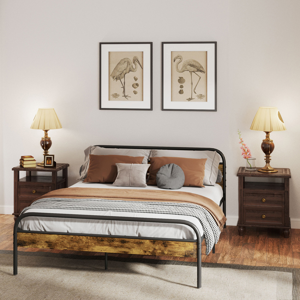 Portland King Size Rustic Brown Bed Frame with Headboard Image 3