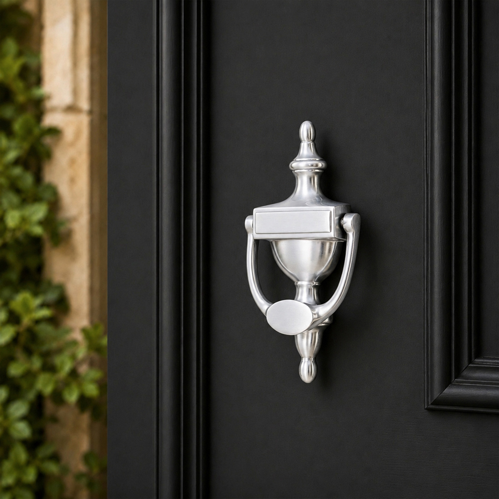 Spira Brass Satin Chrome Victorian Small Door Knocker Image 2