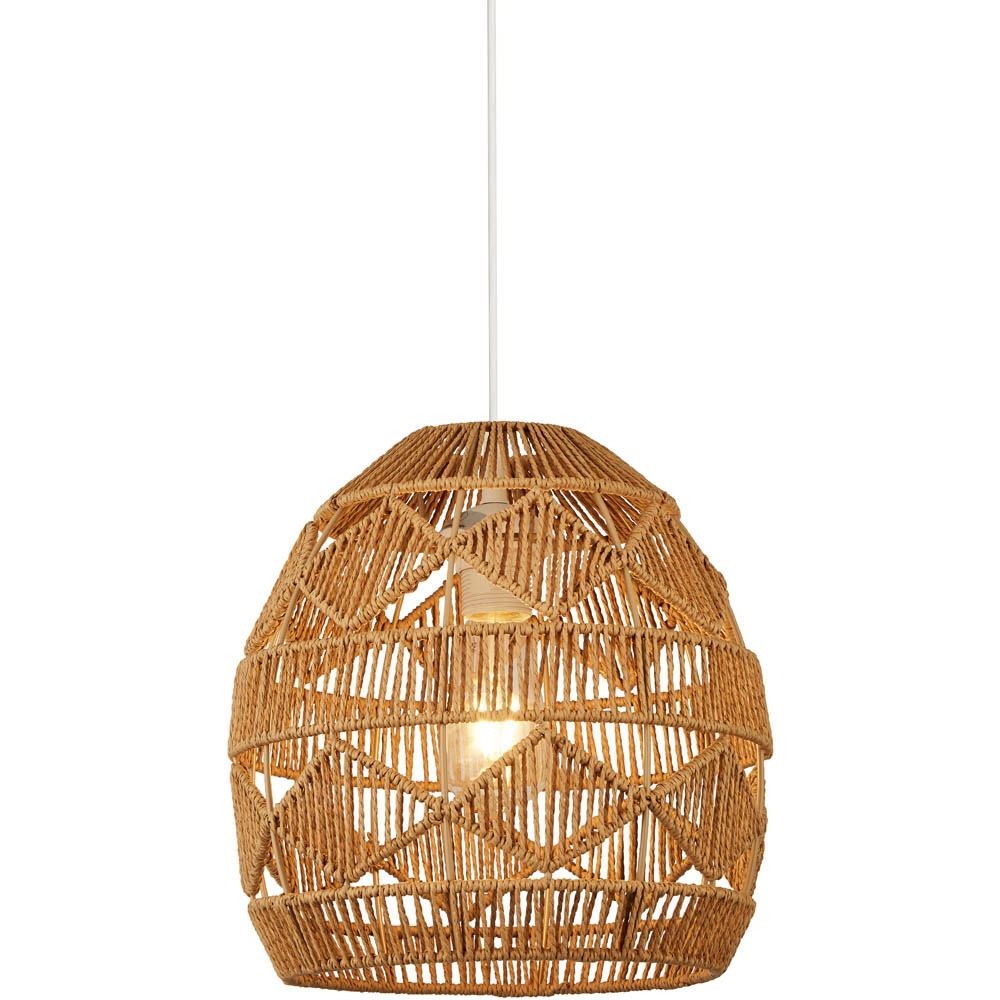 Lighting Collection Diamond Pattern Weave Rattan Easy Fit Shade Image 3