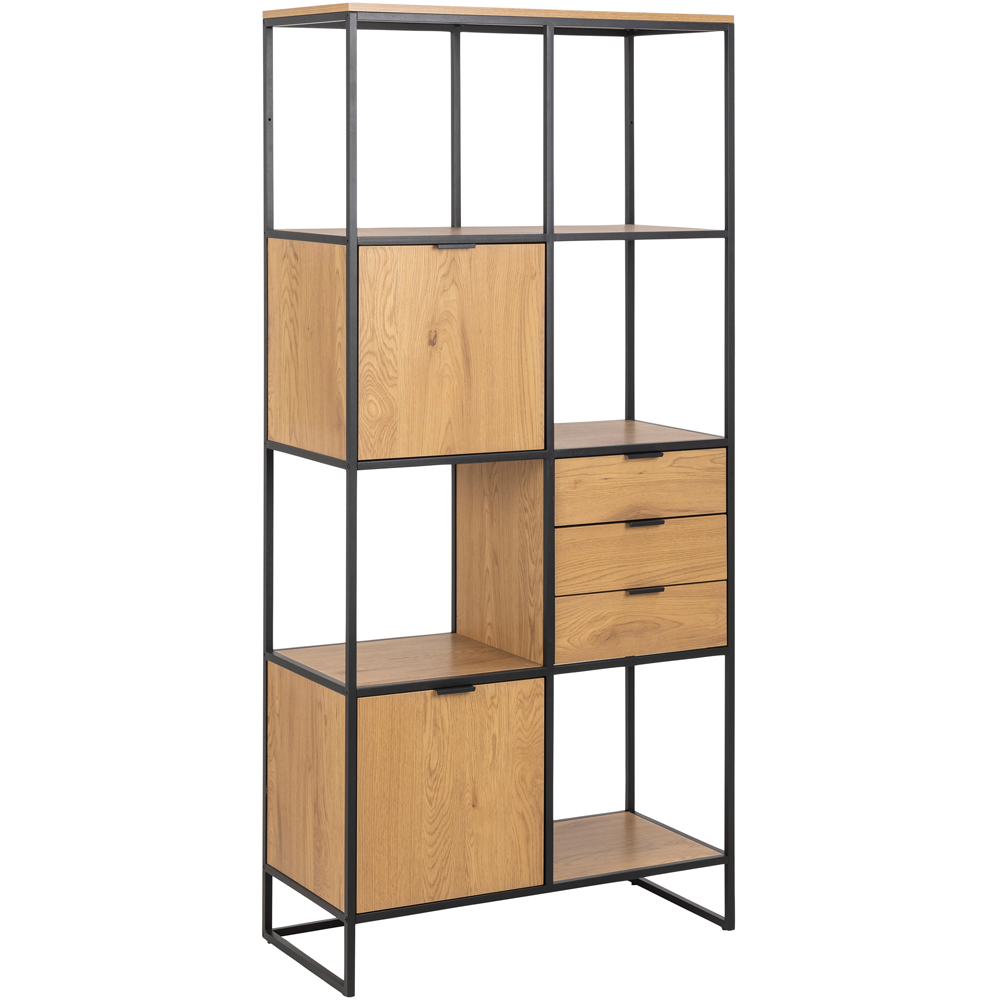 Florence Swindon 2 Door 3 Drawer 4 Shelf Oak and Black Bookcase Image 2
