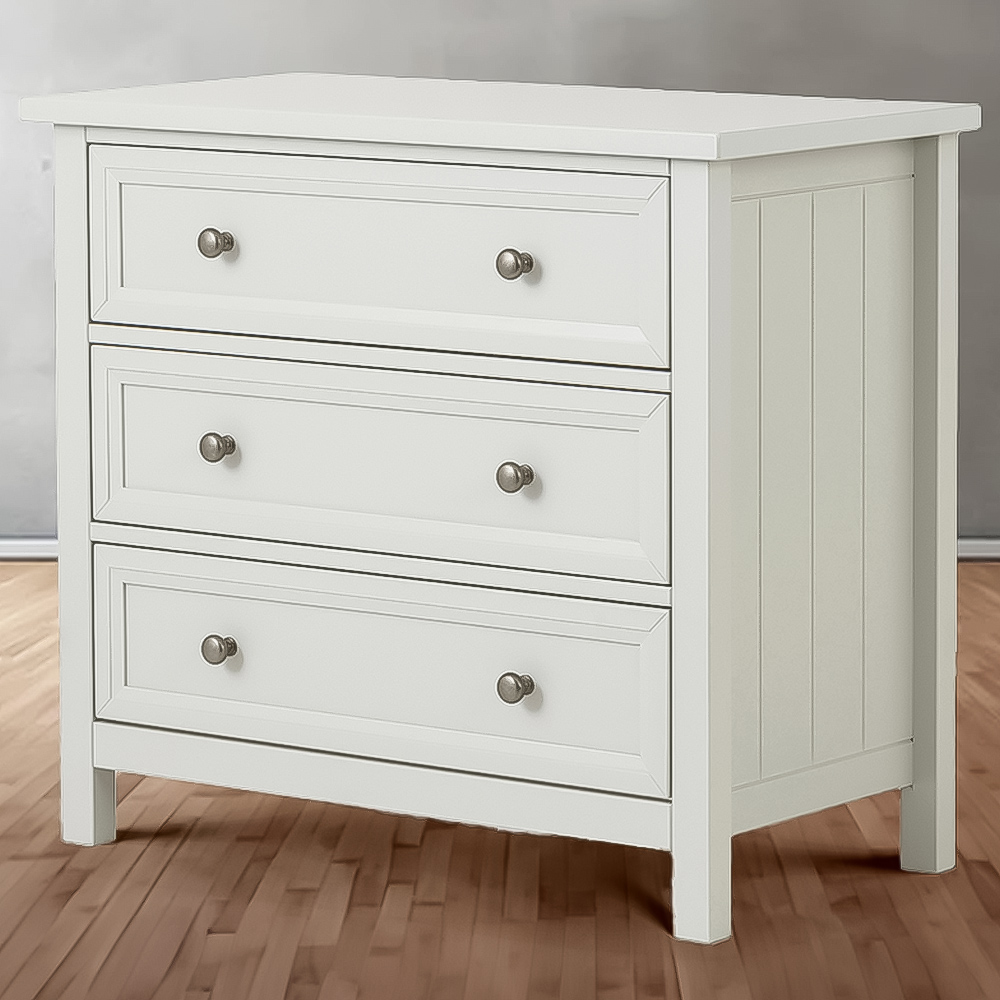 Julian Bowen Maine 3 Drawer Wide Dove Grey Chest of Drawers Image 1