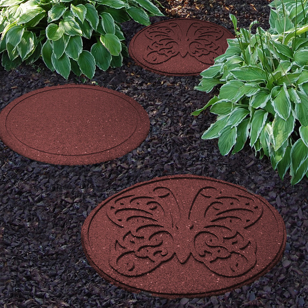 Nicoman Terracotta Butterfly Reversible Garden Stepping Stone 46cm 4 Pack Image 2