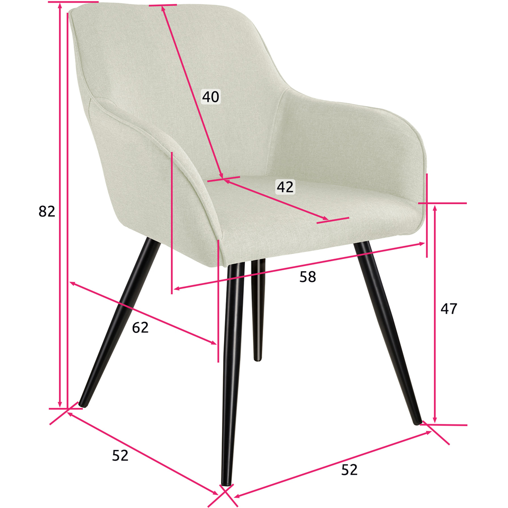 tectake Marilyn Set of 2 Cream Padded Chair with Black Steel Legs Image 9